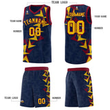 Custom Navy Boomerang Pattern Sets Basketball Jersey