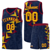 Custom Navy Boomerang Pattern Sets Basketball Jersey