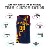 Custom Navy Boomerang Pattern Sets Basketball Jersey