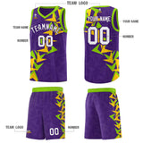 Custom Purple Boomerang Pattern Sets Basketball Jersey