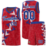 Custom Red Boomerang Pattern Sets Basketball Jersey