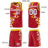 Custom Red Boomerang Pattern Sets Basketball Jersey
