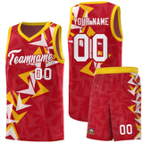 Custom Red Boomerang Pattern Sets Basketball Jersey