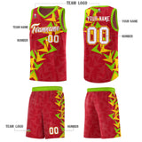 Custom Red Boomerang Pattern Sets Basketball Jersey
