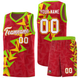 Custom Red Boomerang Pattern Sets Basketball Jersey