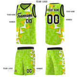 Custom Neon Green Boomerang Pattern Sets Basketball Jersey