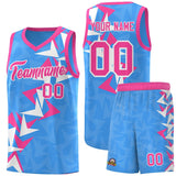 Custom Light Blue Boomerang Pattern Sets Basketball Jersey