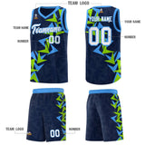 Custom Navy Boomerang Pattern Sets Basketball Jersey
