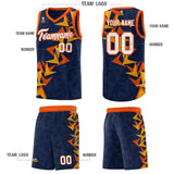 Custom Navy Boomerang Pattern Sets Basketball Jersey