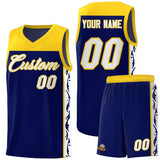 Custom Navy Side Pattern Sports Uniform Basketball Jersey