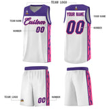 Custom White Side Pattern Sports Uniform Basketball Jersey