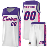 Custom White Side Pattern Sports Uniform Basketball Jersey