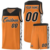 Custom Gold Orange Side Pattern Sports Uniform Basketball Jersey