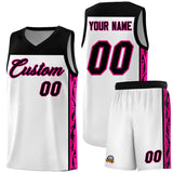Custom White Side Pattern Sports Uniform Basketball Jersey