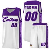 Custom White Side Pattern Sports Uniform Basketball Jersey