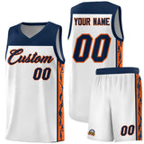 Custom White Side Pattern Sports Uniform Basketball Jersey