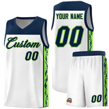 Custom White Side Pattern Sports Uniform Basketball Jersey