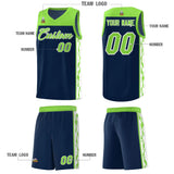 Custom Navy Side Pattern Sports Uniform Basketball Jersey