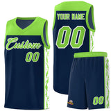 Custom Navy Side Pattern Sports Uniform Basketball Jersey