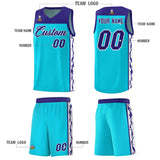 Custom Sky Blue Side Pattern Sports Uniform Basketball Jersey
