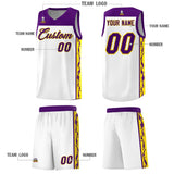 Custom White Side Pattern Sports Uniform Basketball Jersey