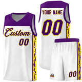 Custom White Side Pattern Sports Uniform Basketball Jersey