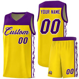 Custom Gold Side Pattern Sports Uniform Basketball Jersey