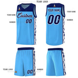 Custom Light Blue Side Pattern Sports Uniform Basketball Jersey