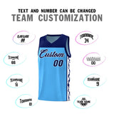 Custom Light Blue Side Pattern Sports Uniform Basketball Jersey