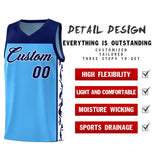 Custom Light Blue Side Pattern Sports Uniform Basketball Jersey