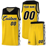Custom Gold Side Pattern Sports Uniform Basketball Jersey