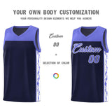 Custom Navy Side Pattern Sports Uniform Basketball Jersey
