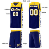 Custom Navy Side Pattern Sports Uniform Basketball Jersey