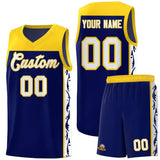 Custom Navy Side Pattern Sports Uniform Basketball Jersey