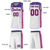 Custom White Side Pattern Sports Uniform Basketball Jersey