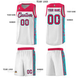 Custom White Side Pattern Sports Uniform Basketball Jersey