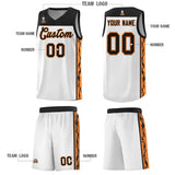 Custom White Side Pattern Sports Uniform Basketball Jersey