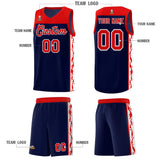 Custom Navy Side Pattern Sports Uniform Basketball Jersey