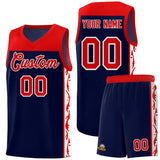 Custom Navy Side Pattern Sports Uniform Basketball Jersey