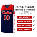 Custom Navy Side Pattern Sports Uniform Basketball Jersey