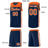 Custom Navy Side Pattern Sports Uniform Basketball Jersey