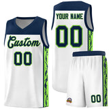 Custom White Side Pattern Sports Uniform Basketball Jersey