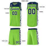 Custom Neon Green Side Pattern Sports Uniform Basketball Jersey