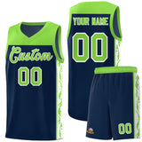 Custom Navy Side Pattern Sports Uniform Basketball Jersey