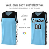 Custom Light Blue Side Pattern Sports Uniform Basketball Jersey
