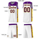 Custom White Side Pattern Sports Uniform Basketball Jersey
