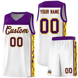 Custom White Side Pattern Sports Uniform Basketball Jersey
