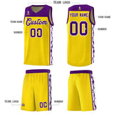 Custom Gold Side Pattern Sports Uniform Basketball Jersey