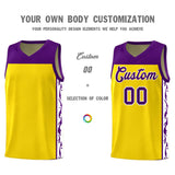 Custom Gold Side Pattern Sports Uniform Basketball Jersey