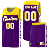 Custom Purple Side Pattern Sports Uniform Basketball Jersey